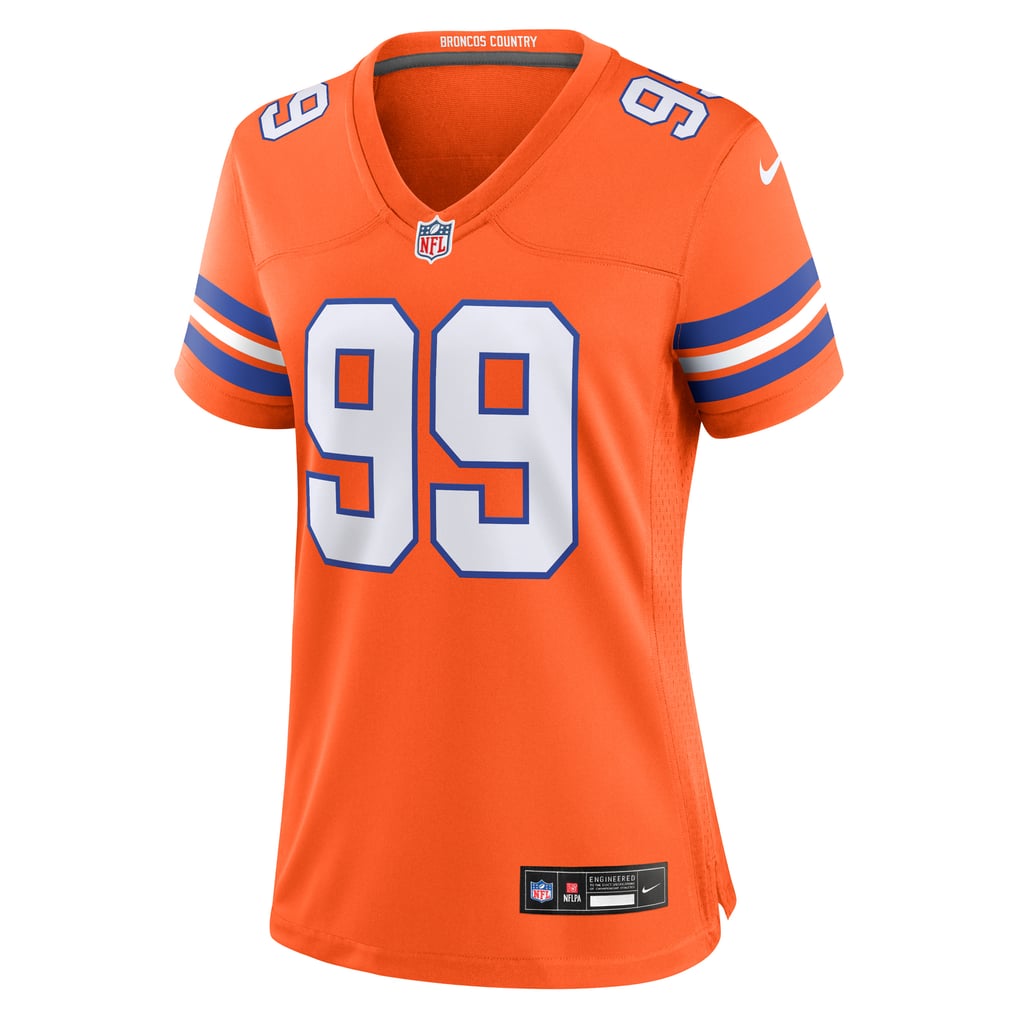 Women's Denver Broncos Zach Allen Nike Orange Mile High Collection 1977 Throwback Player Game Jersey - Image 3