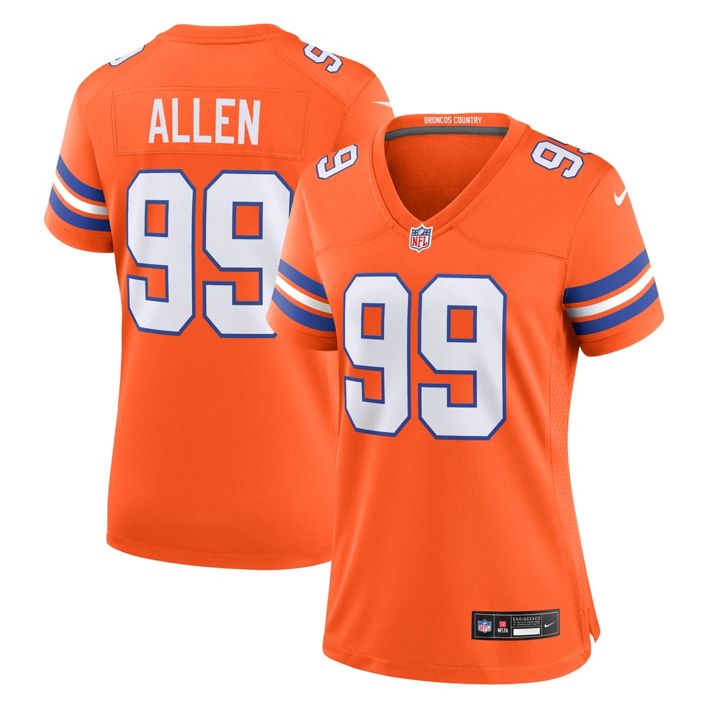 Women's Denver Broncos Zach Allen Nike Orange Mile High Collection 1977 Throwback Player Game Jersey - Image 1