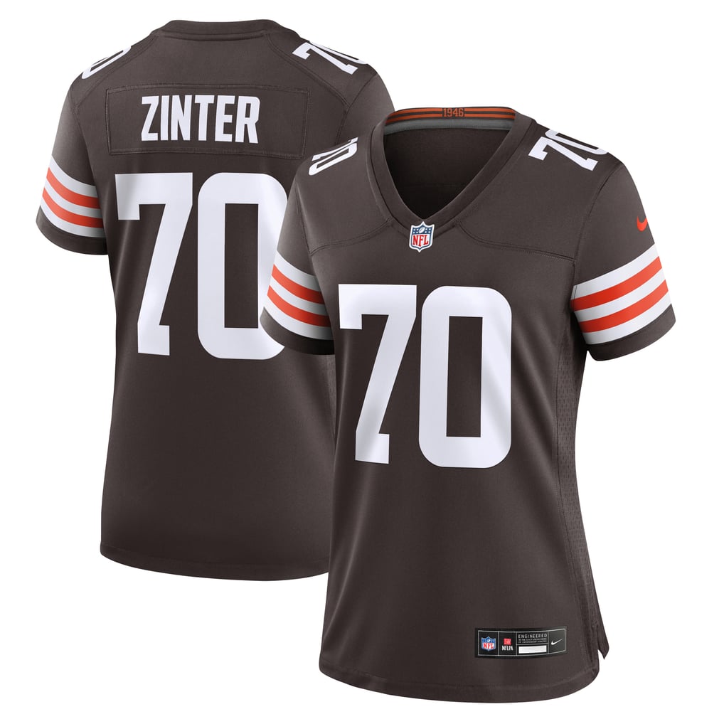Women's Cleveland Browns Zak Zinter Nike Brown Game Jersey - Image 2