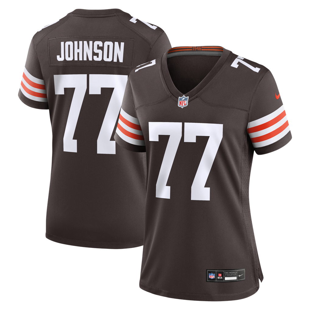 Women's Cleveland Browns Zion Johnson Nike Brown Team Game Jersey - Image 1