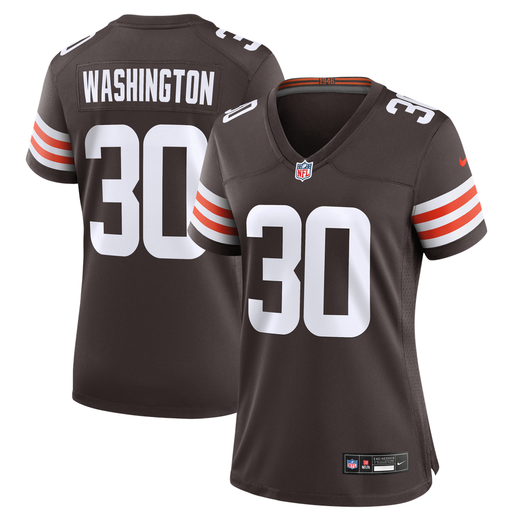 Women's Cleveland Browns Zion Washington Nike Brown Team Game Jersey - Image 1