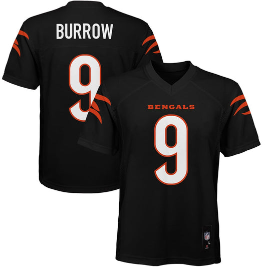 Youth Cincinnati Bengals Joe Burrow Black Replica Jersey - Image 1