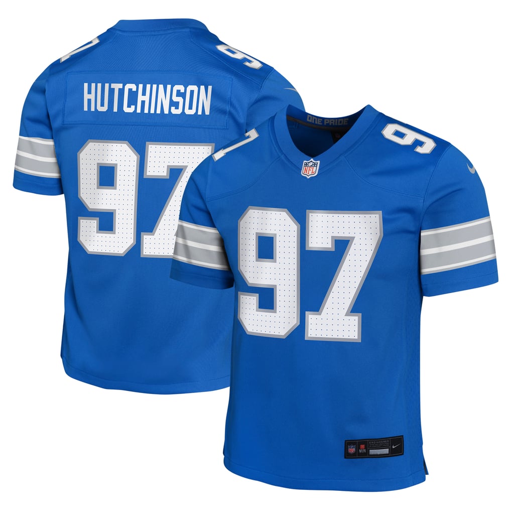 Youth Detroit Lions Aidan Hutchinson Nike Blue Game Jersey - Image 2