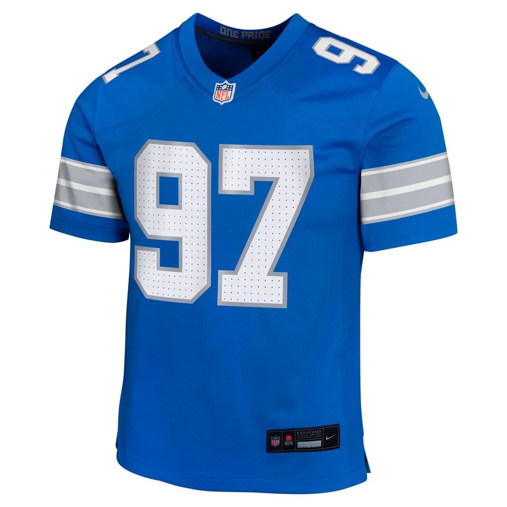 Youth Detroit Lions Aidan Hutchinson Nike Blue Game Jersey - Image 3
