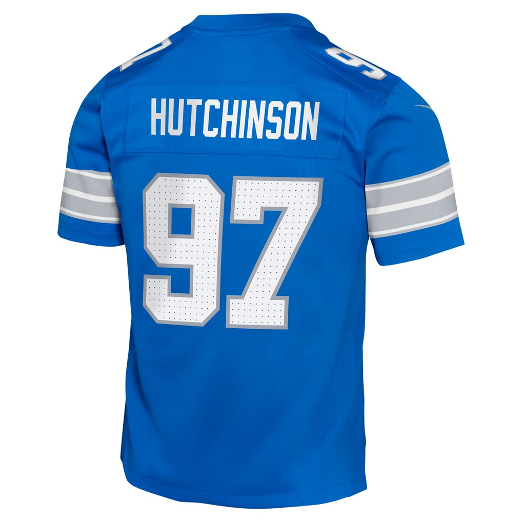 Youth Detroit Lions Aidan Hutchinson Nike Blue Game Jersey - Image 4