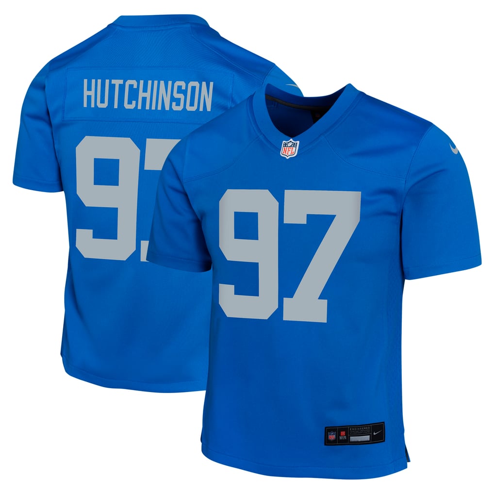 Youth Detroit Lions Aidan Hutchinson Nike Blue Game Jersey - Image 2