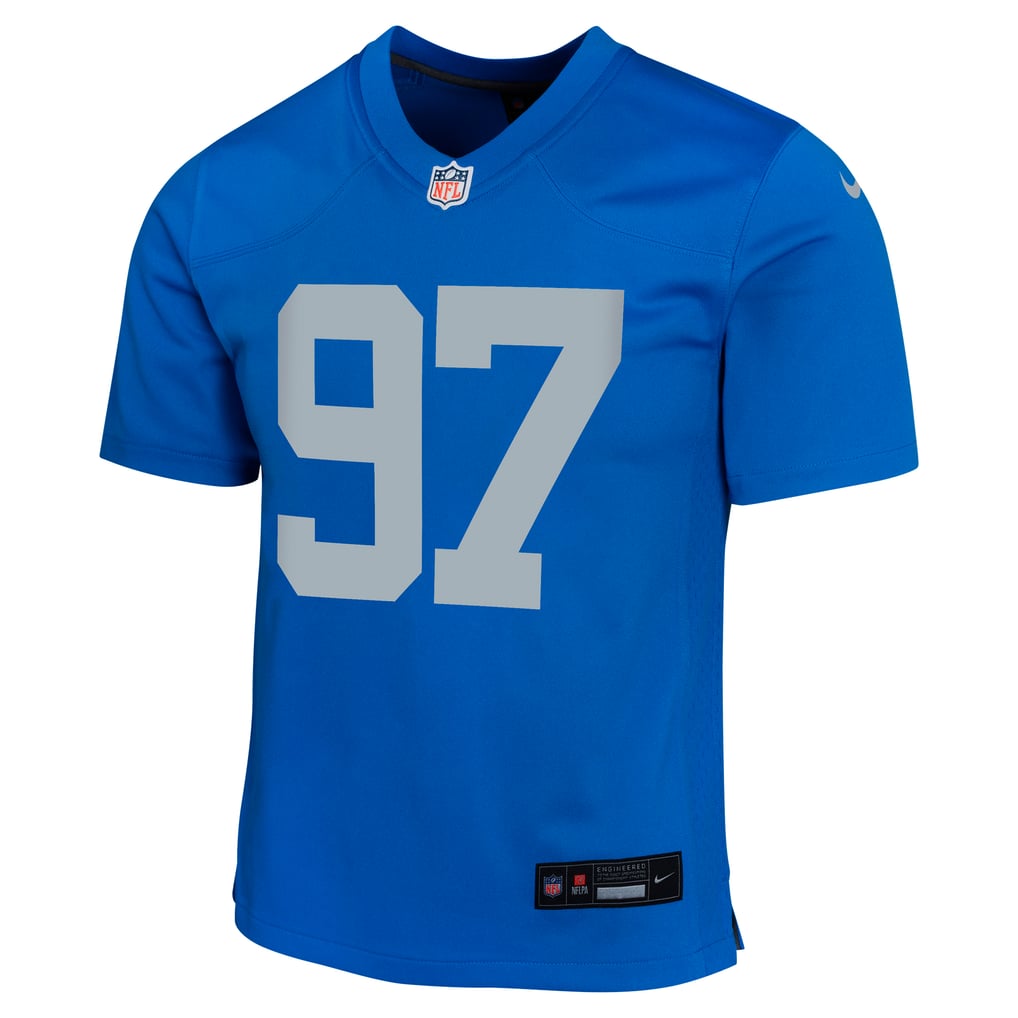 Youth Detroit Lions Aidan Hutchinson Nike Blue Game Jersey - Image 3