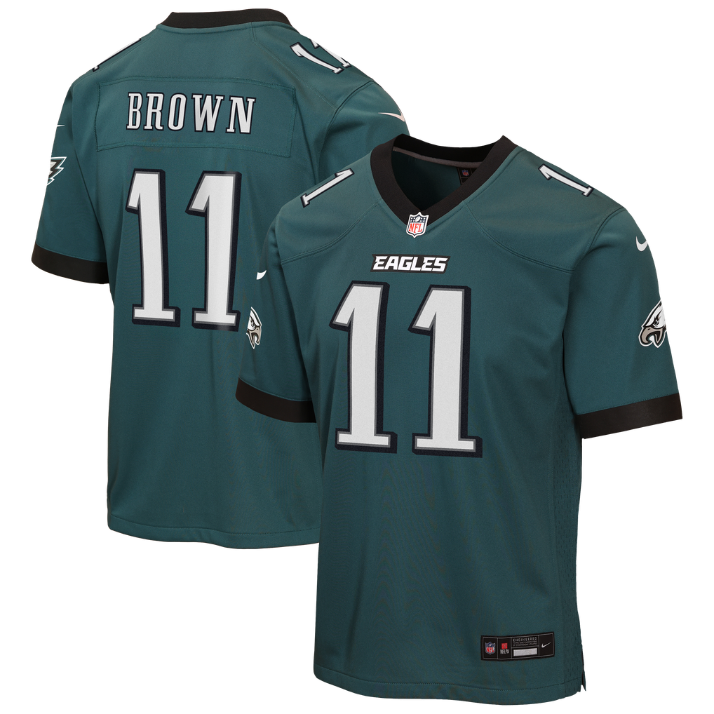 Youth Philadelphia Eagles A.J. Brown Nike Midnight Green Team Game Jersey - Image 2