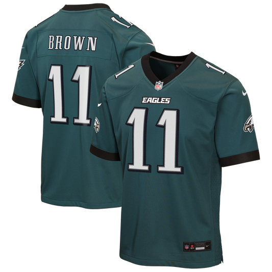 Youth Philadelphia Eagles A.J. Brown Nike Midnight Green Team Game Jersey - Image 1
