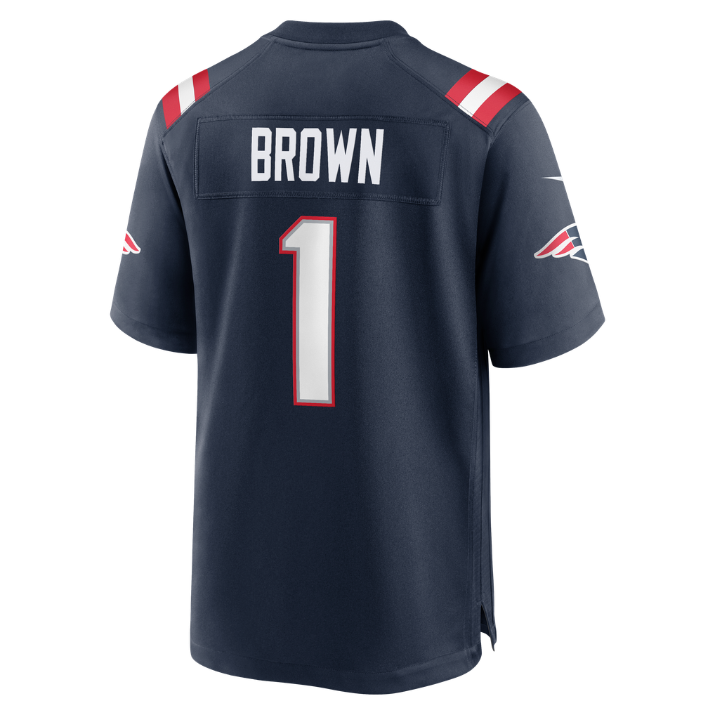 Youth New England Patriots A.J. Brown Nike Navy Team Game Jersey - Image 4