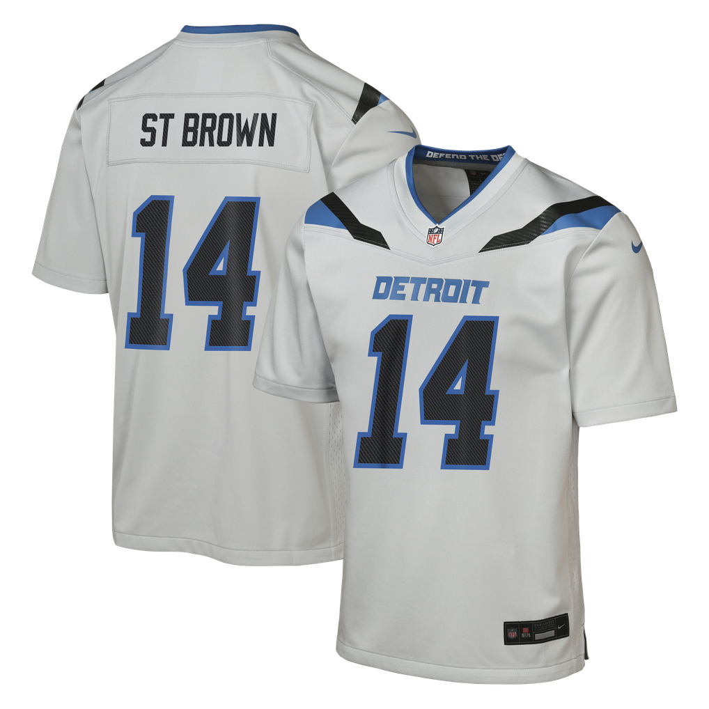 Youth Detroit Lions Amon-Ra St. Brown Nike Silver 2026 Rivalries Collection Game Jersey - Image 2