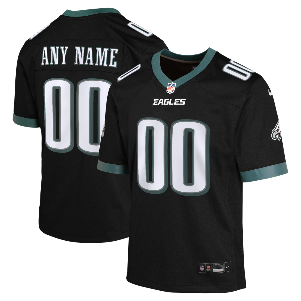 Youth Philadelphia Eagles  Nike Black Alternate Custom Game Jersey - Image 2
