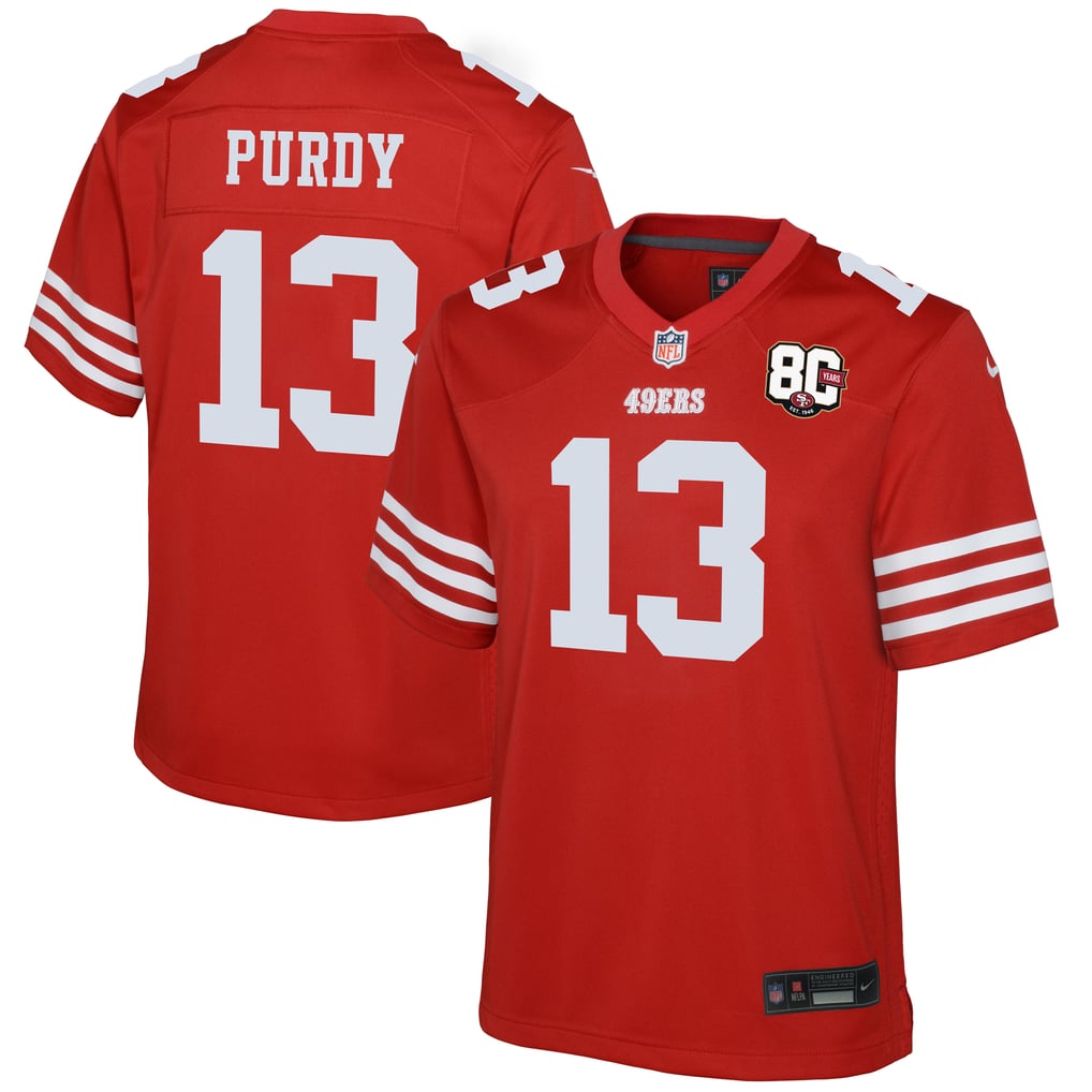 Youth San Francisco 49ers Brock Purdy Nike Scarlet 80th Anniversary Game Jersey - Image 2