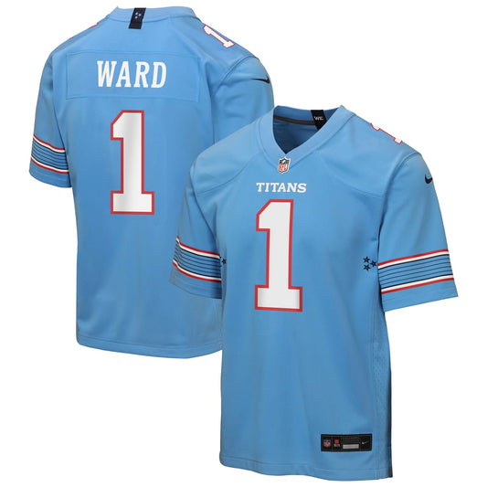 Youth Tennessee Titans Cameron Ward Nike Light Blue Game Jersey - Image 1