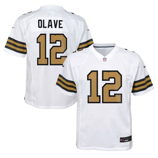 Youth New Orleans Saints Chris Olave Nike White Game Jersey - Image 1