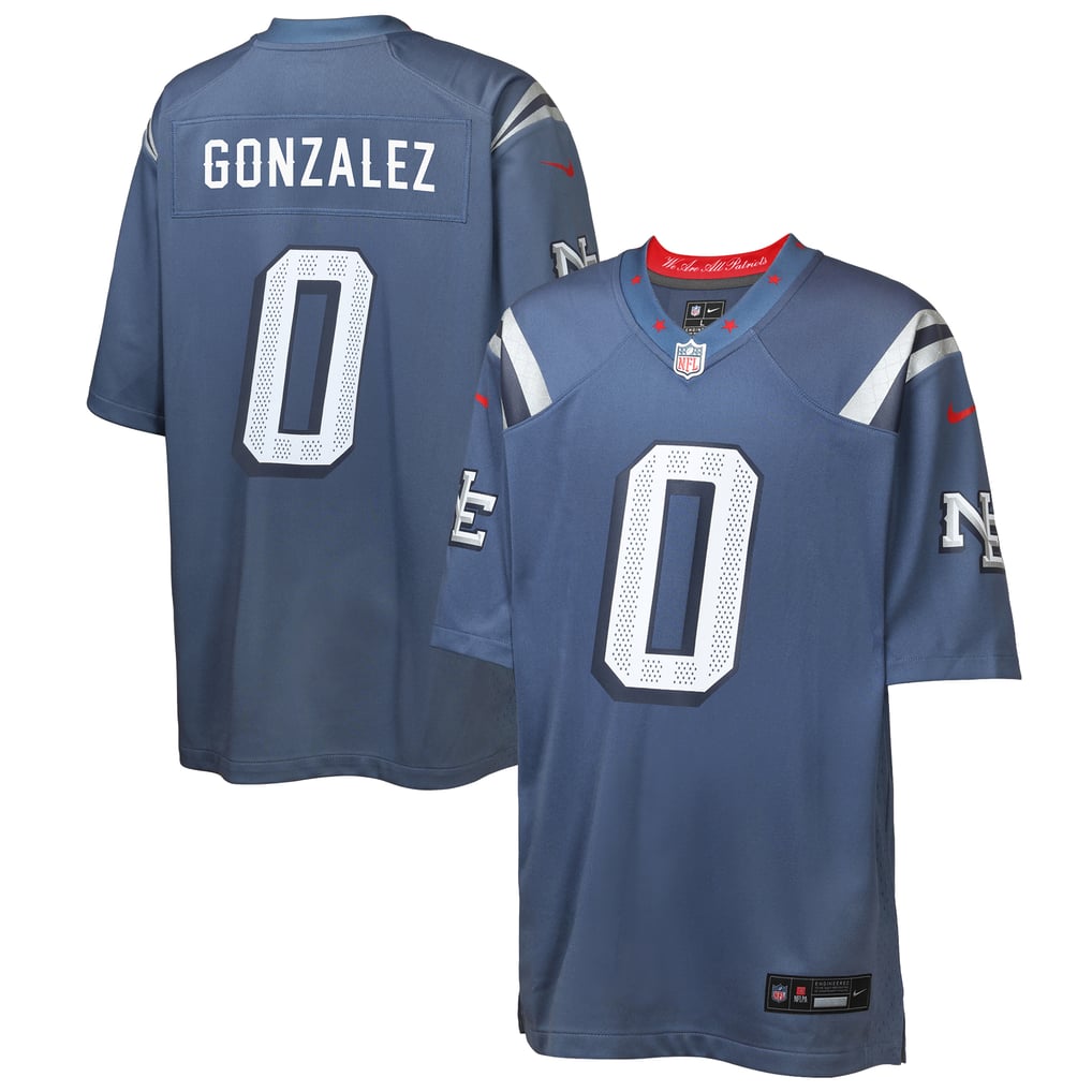 Youth New England Patriots Christian Gonzalez Nike Blue Rivalries Collection Game Jersey - Image 2