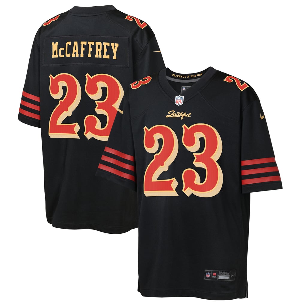 Youth San Francisco 49ers Christian McCaffrey Nike Black 2025 Rivalries Collection Game Jersey - Image 2
