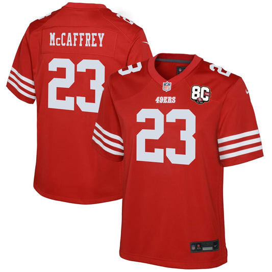 Youth San Francisco 49ers Christian McCaffrey Nike Scarlet 80th Anniversary Game Jersey - Image 1