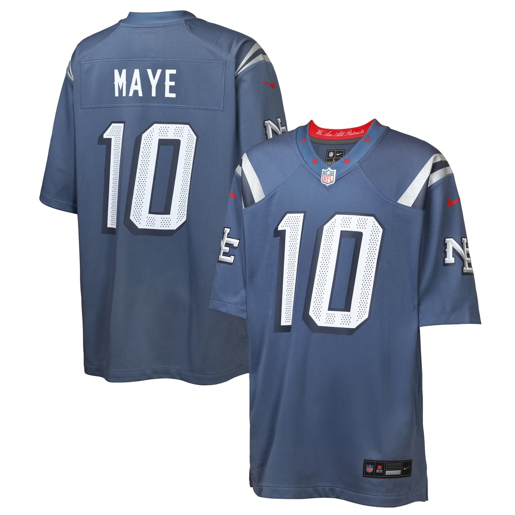Youth New England Patriots Drake Maye Nike Blue Rivalries Collection Game Jersey - Image 1
