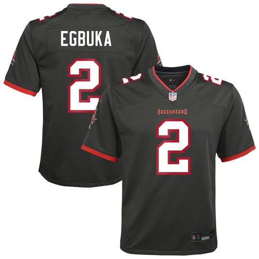 Youth Tampa Bay Buccaneers Emeka Egbuka Nike Pewter Alternate Game Jersey - Image 1