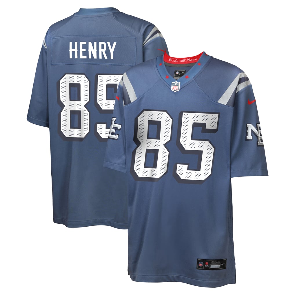 Youth New England Patriots Hunter Henry Nike Storm Blue Rivalries Collection Game Jersey - Image 2