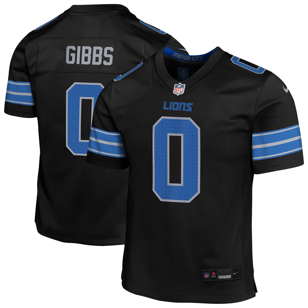 Youth Detroit Lions Jahmyr Gibbs Nike Black Game Jersey - Image 2