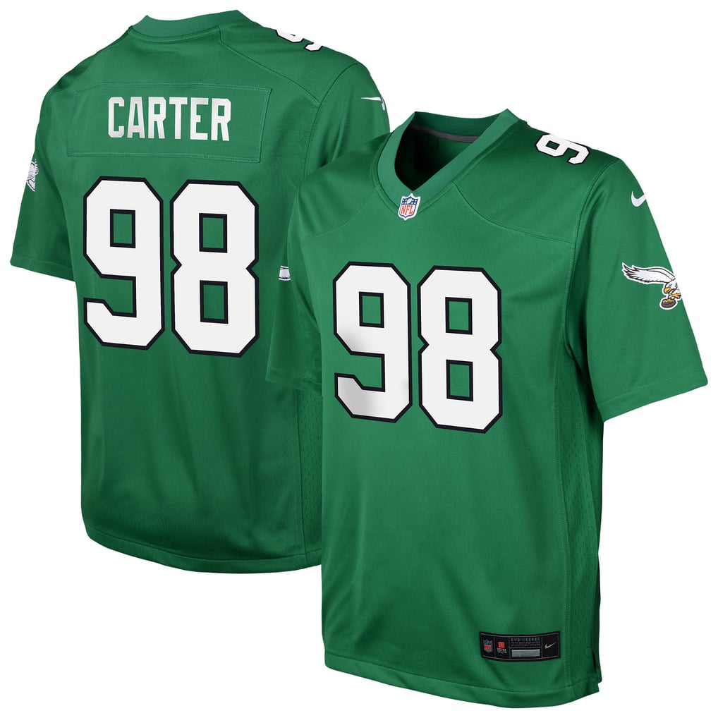 Youth Philadelphia Eagles Jalen Carter Nike Kelly Green Game Jersey - Image 2