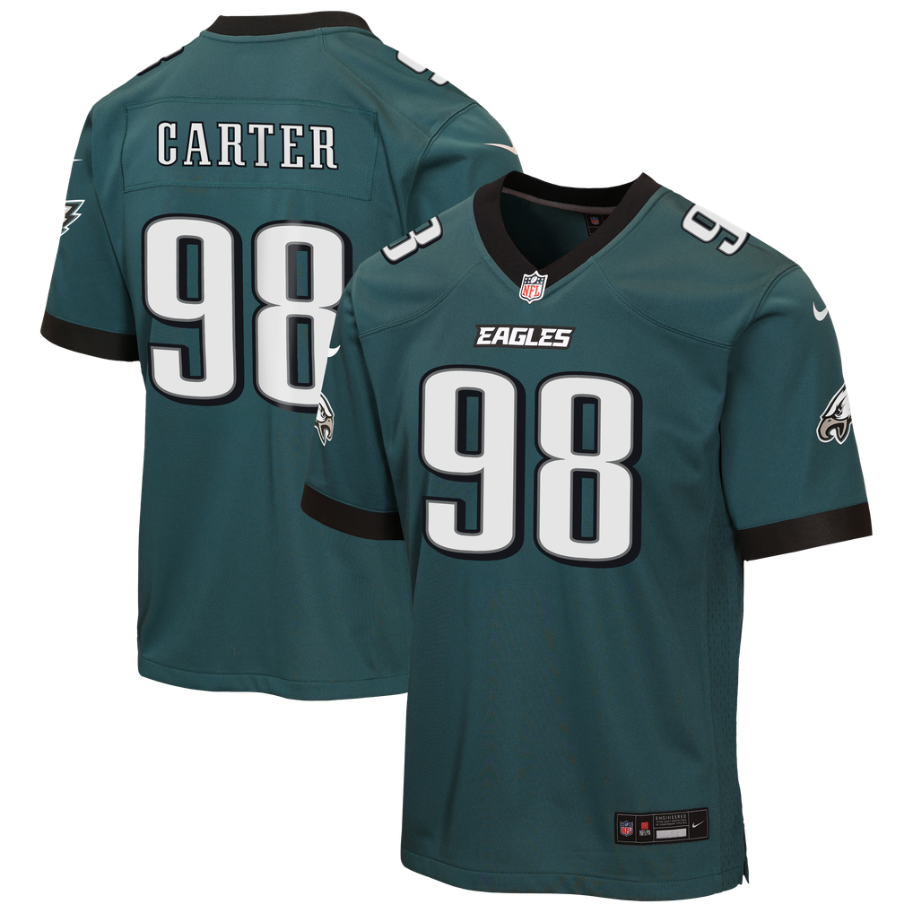 Youth Philadelphia Eagles Jalen Carter Nike Midnight Green Team Game Jersey - Image 2