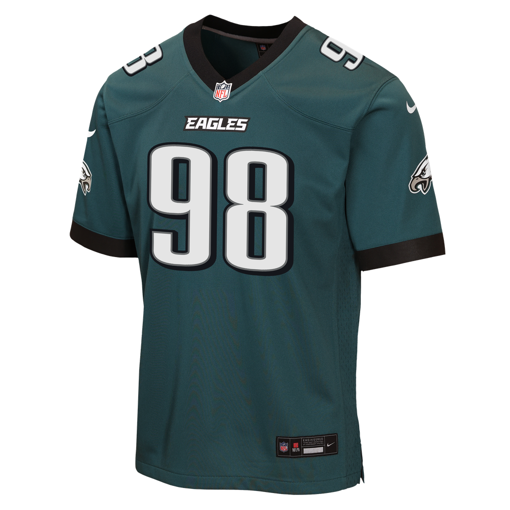 Youth Philadelphia Eagles Jalen Carter Nike Midnight Green Team Game Jersey - Image 3