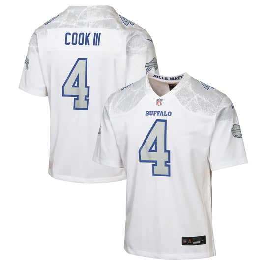 Youth Buffalo Bills James Cook III Nike White Rivalries Collection Game Jersey - Image 1