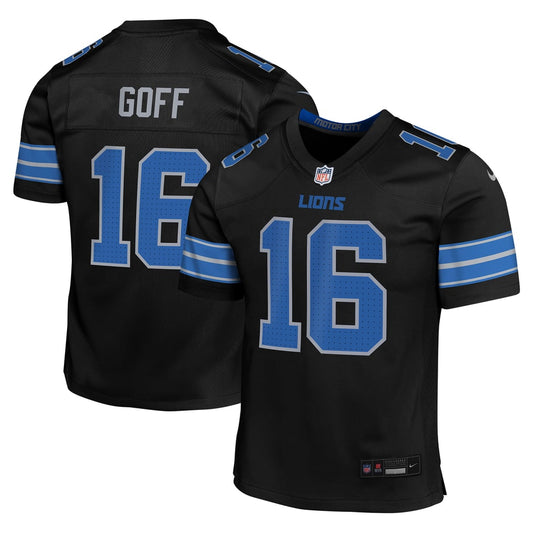 Youth Detroit Lions Jared Goff Nike Black Game Jersey - Image 1