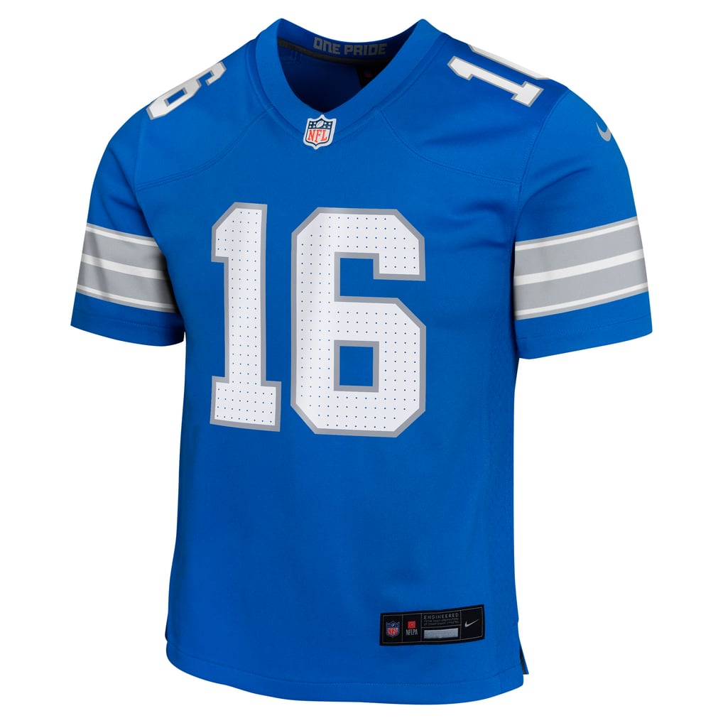 Youth Detroit Lions Jared Goff Nike Blue Game Jersey - Image 3