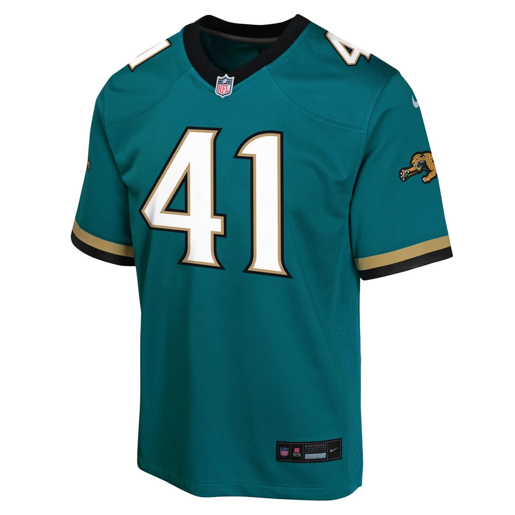 Youth Jacksonville Jaguars Josh Hines-Allen Nike Teal Alternate 2 Prowler Throwback Game Jersey - Image 3