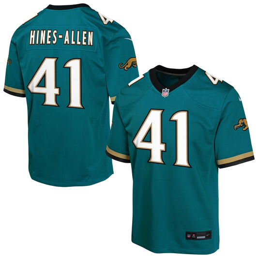 Youth Jacksonville Jaguars Josh Hines-Allen Nike Teal Alternate 2 Prowler Throwback Game Jersey - Image 1