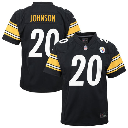Youth Pittsburgh Steelers Kaleb Johnson Nike Black Team Game Jersey - Image 1
