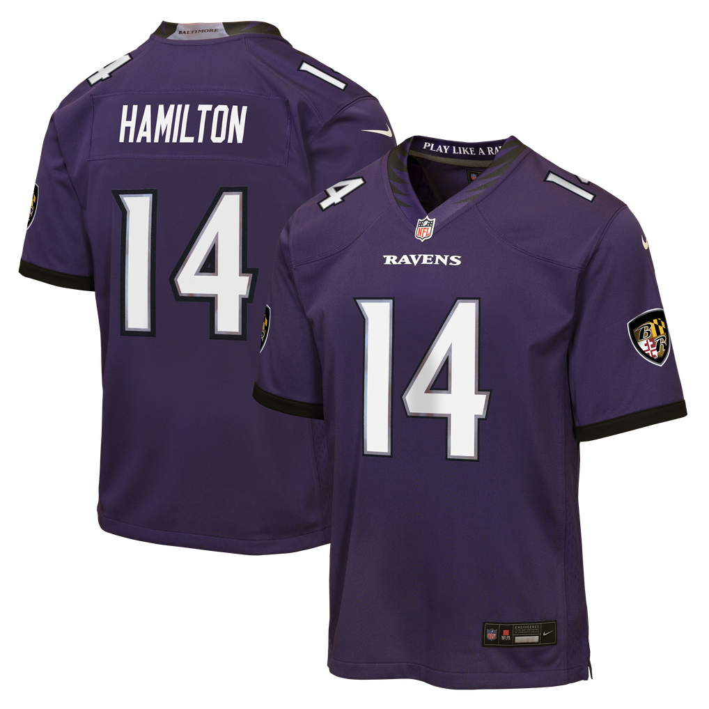 Youth Baltimore Ravens Kyle Hamilton Nike Purple Team Game Jersey