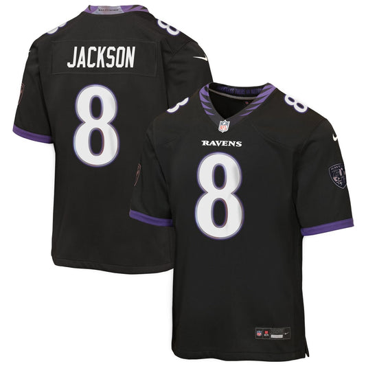 Youth Baltimore Ravens Lamar Jackson Nike Black Alternate Game Jersey