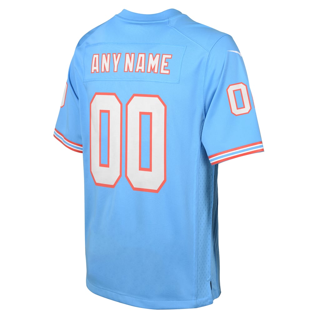 Youth Tennessee Titans Nike Light Blue Oilers Throwback Custom Game Jersey - Image 4