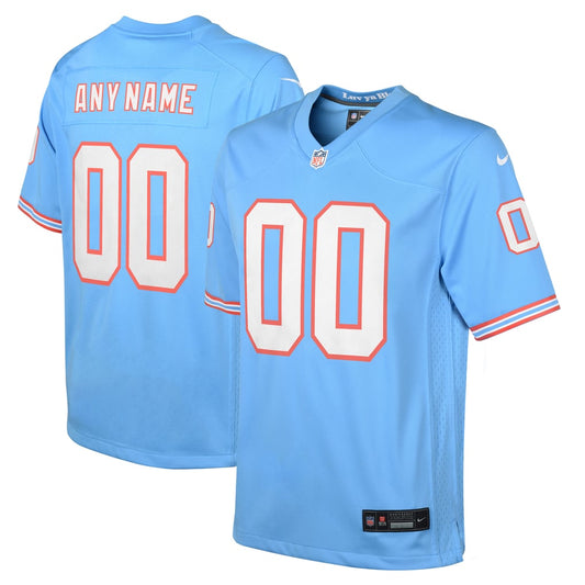 Youth Tennessee Titans Nike Light Blue Oilers Throwback Custom Game Jersey - Image 1