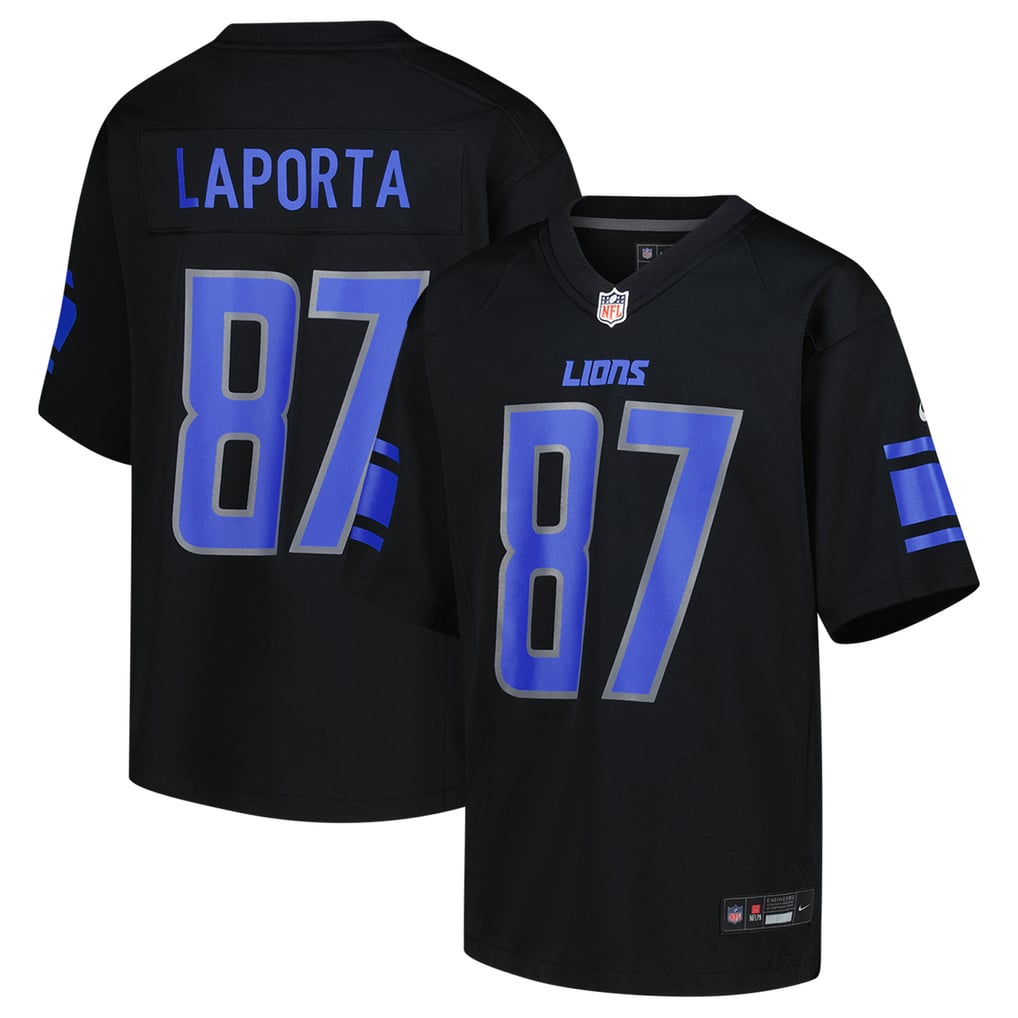 Youth Detroit Lions Sam LaPorta Nike Black Game Jersey - Image 1