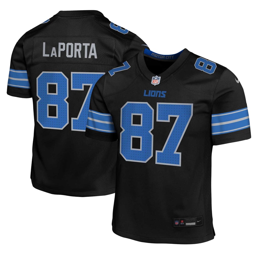 Youth Detroit Lions Sam LaPorta Nike Black Game Jersey - Image 2