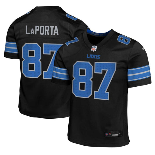 Youth Detroit Lions Sam LaPorta Nike Black Game Jersey - Image 1