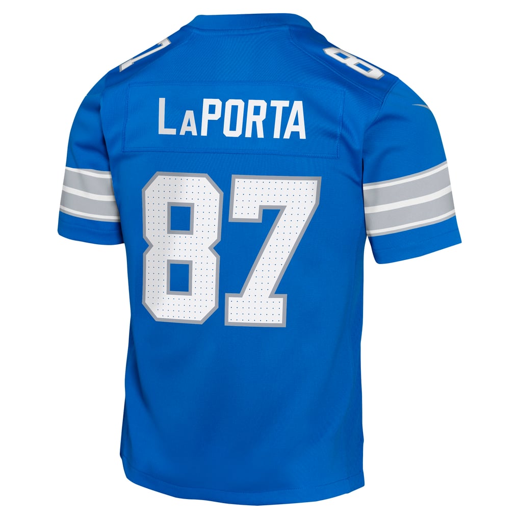 Youth Detroit Lions Sam LaPorta Nike Blue Game Jersey - Image 4