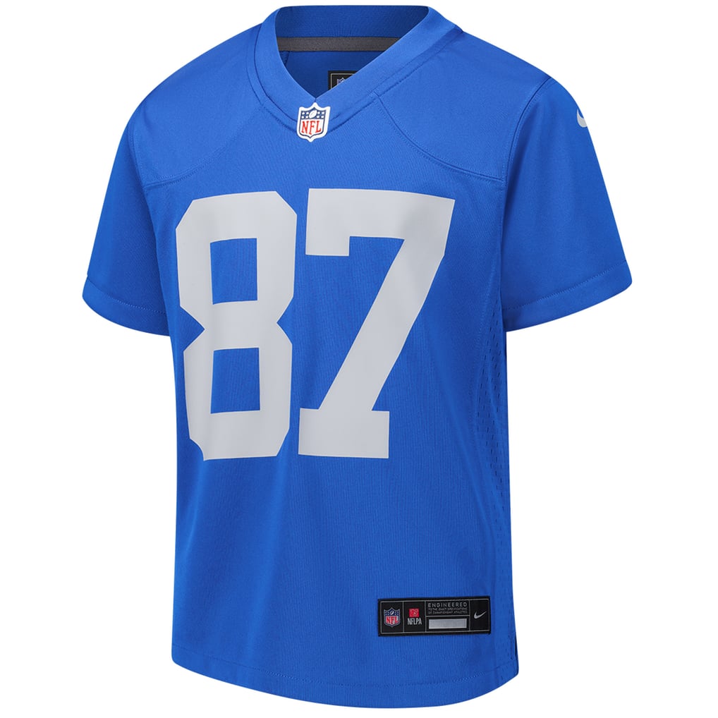 Youth Detroit Lions Sam LaPorta Nike Blue Game Jersey - Image 3