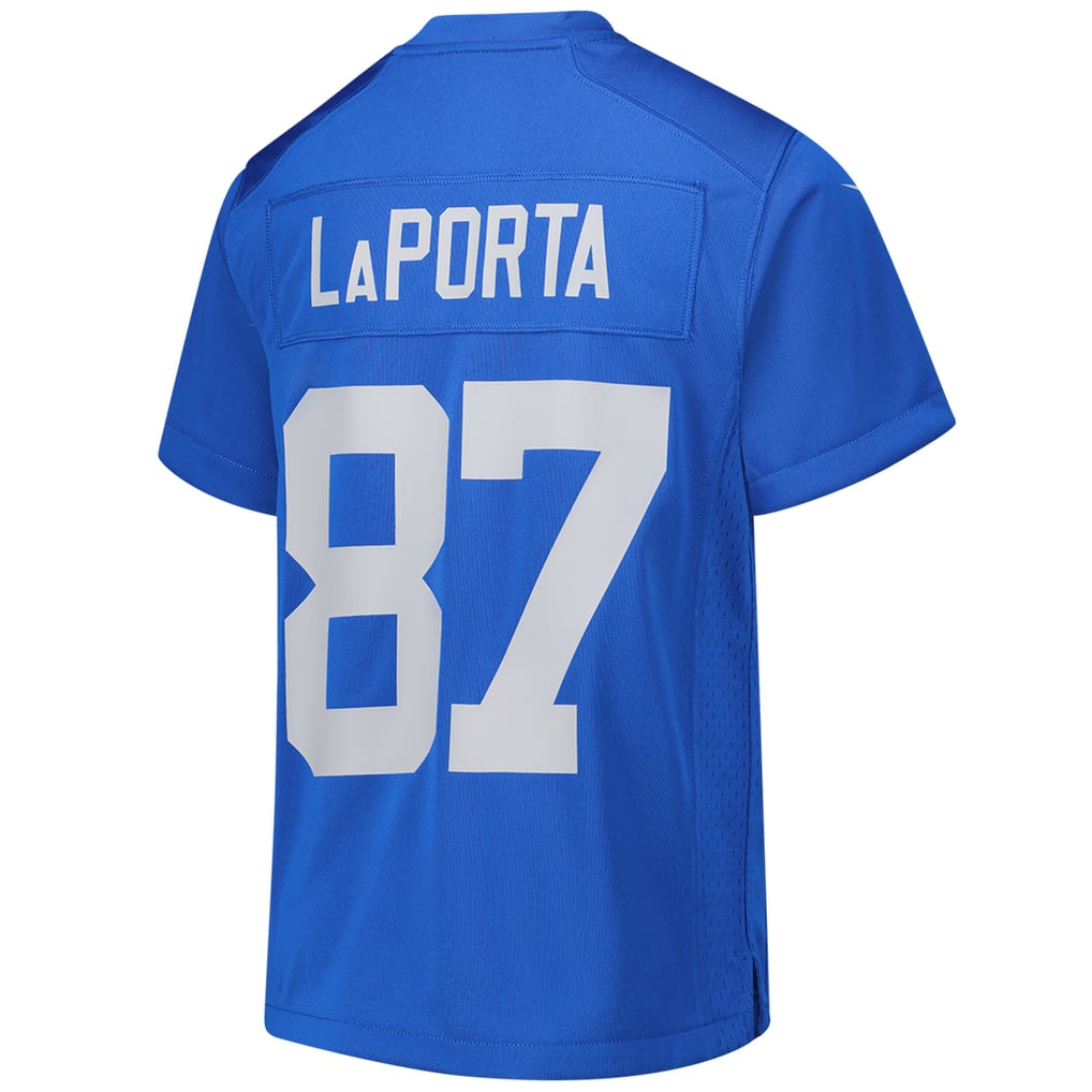 Youth Detroit Lions Sam LaPorta Nike Blue Game Jersey - Image 4