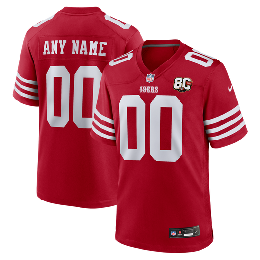 Youth San Francisco 49ers Nike Scarlet 80th Anniversary Custom Game Jersey - Image 1