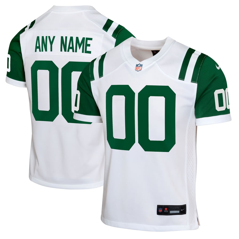 Youth New York Jets  Nike White Classic Alternate Custom Replica Jersey - Image 1