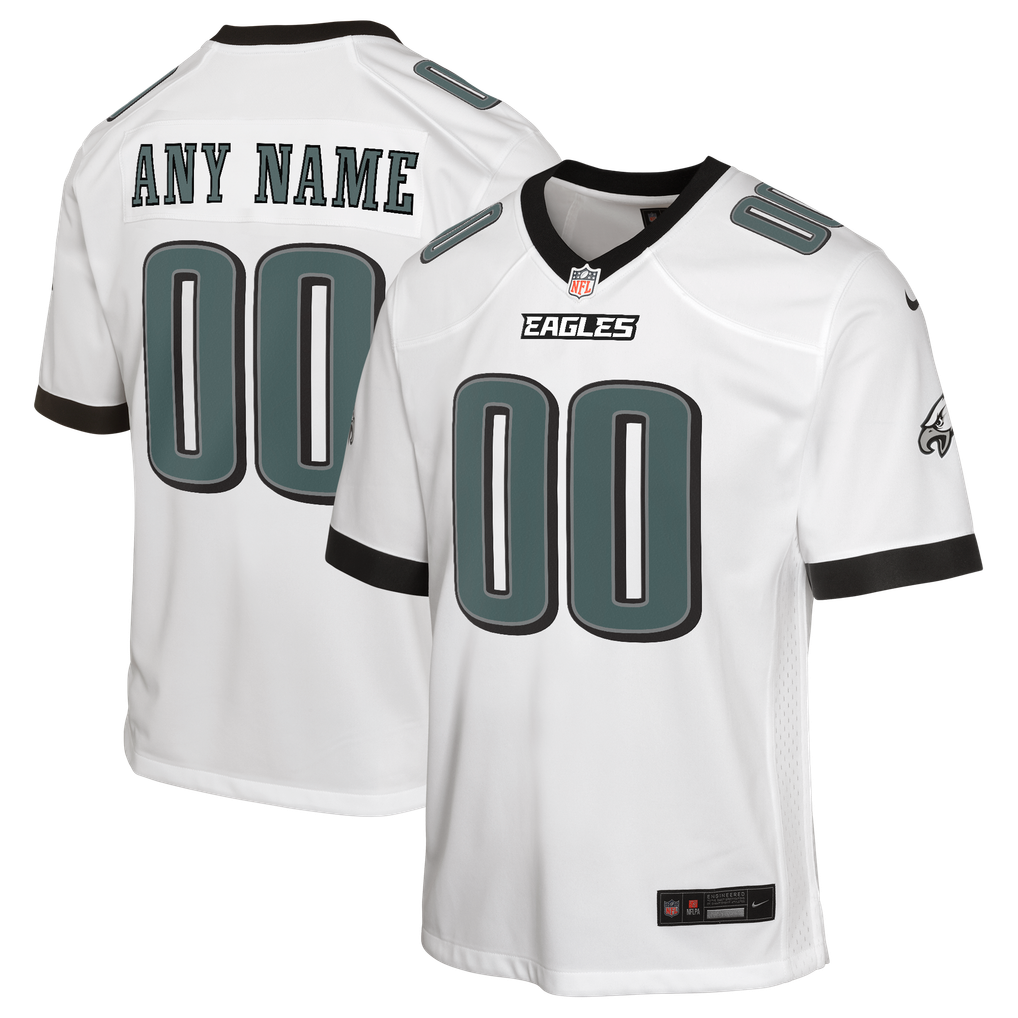 Youth Philadelphia Eagles  Nike White Away Custom Game Jersey - Image 2