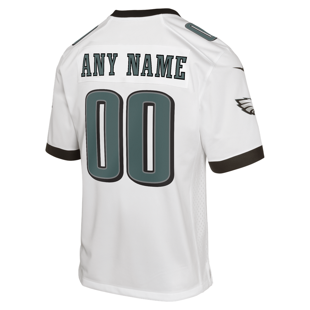 Youth Philadelphia Eagles  Nike White Away Custom Game Jersey - Image 4
