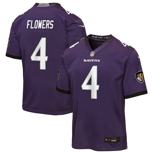 Youth Baltimore Ravens Zay Flowers Nike Purple Game Jersey